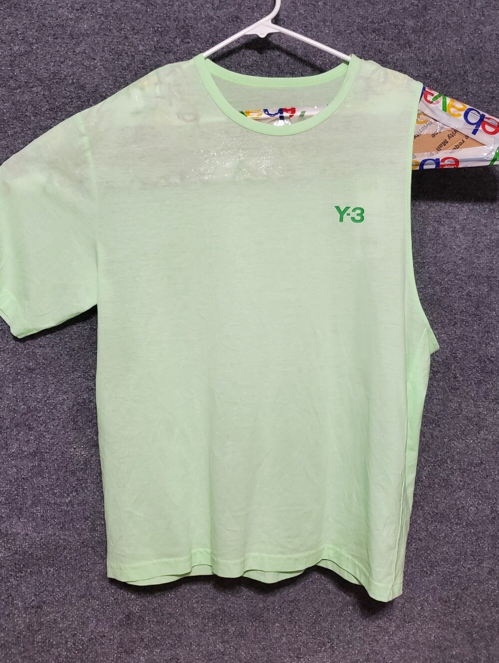 Y-3 Women's CH2 Dry Crepe Jersey Short Sleeve Tee Large Cotton Glow Green HG8552